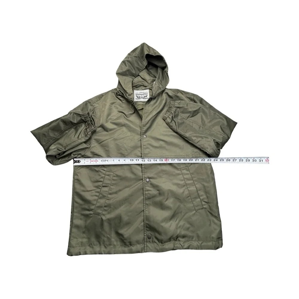 Levi Strauss & Co Windbreaker Men M Olive Hooded Coach Jacket Graphic Proto Type